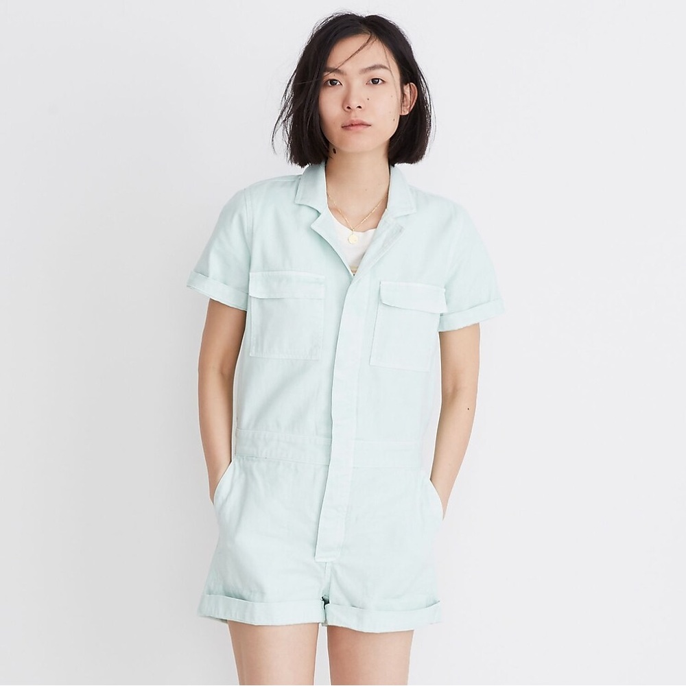 Madewell Coveralls Romper Sea Haze Medium